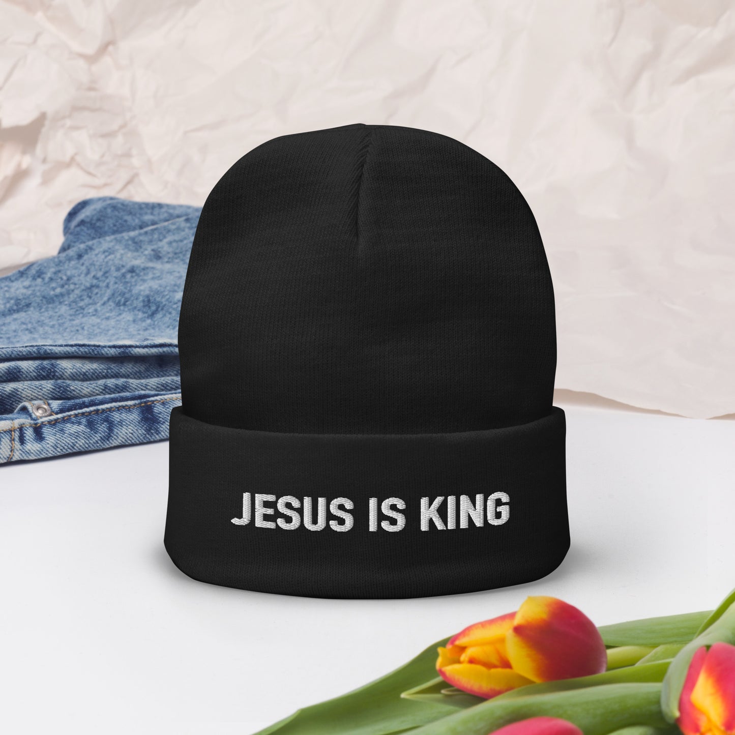 Jesus Is King Embroidered Beanie