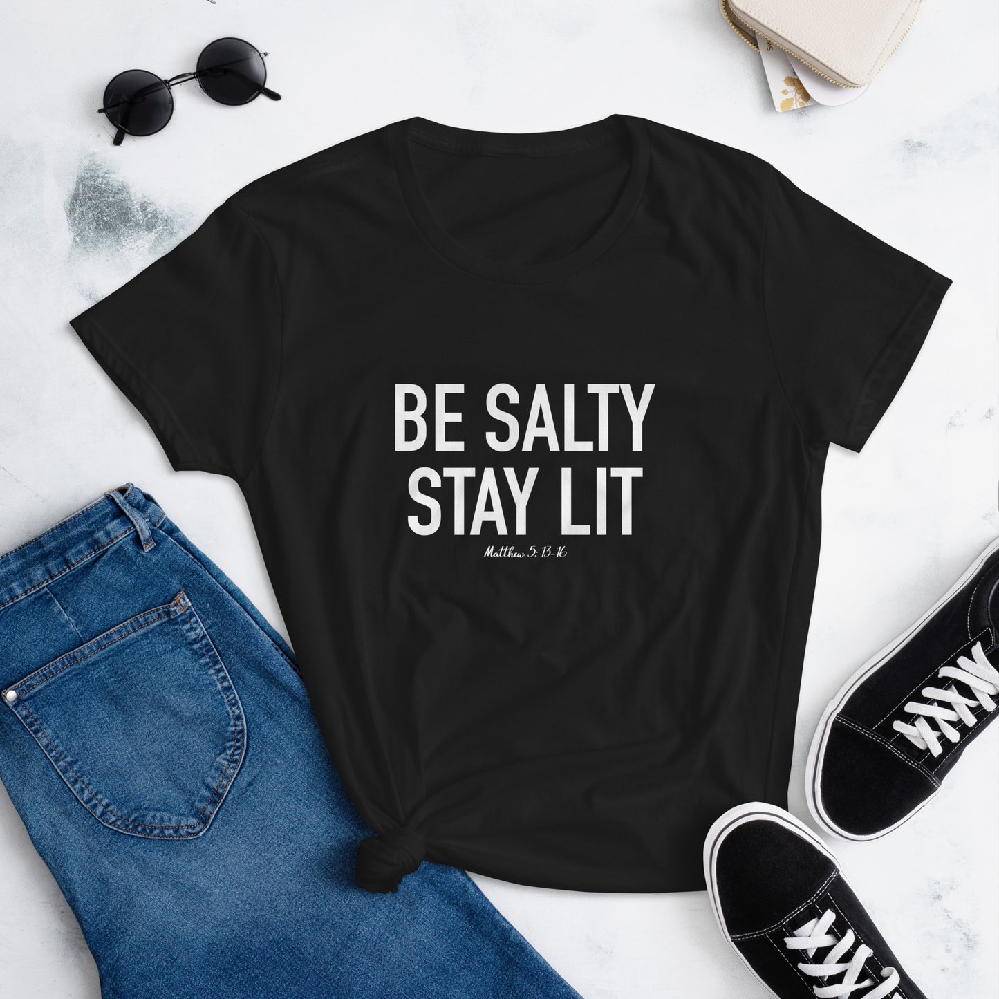 Be Salty Stay Lit Women's fitted t-shirt